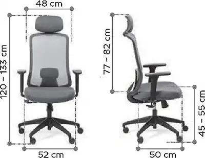 Photo du produit FAUTEUIL ERGONOMIQUE LANDO GRIS-BLEU