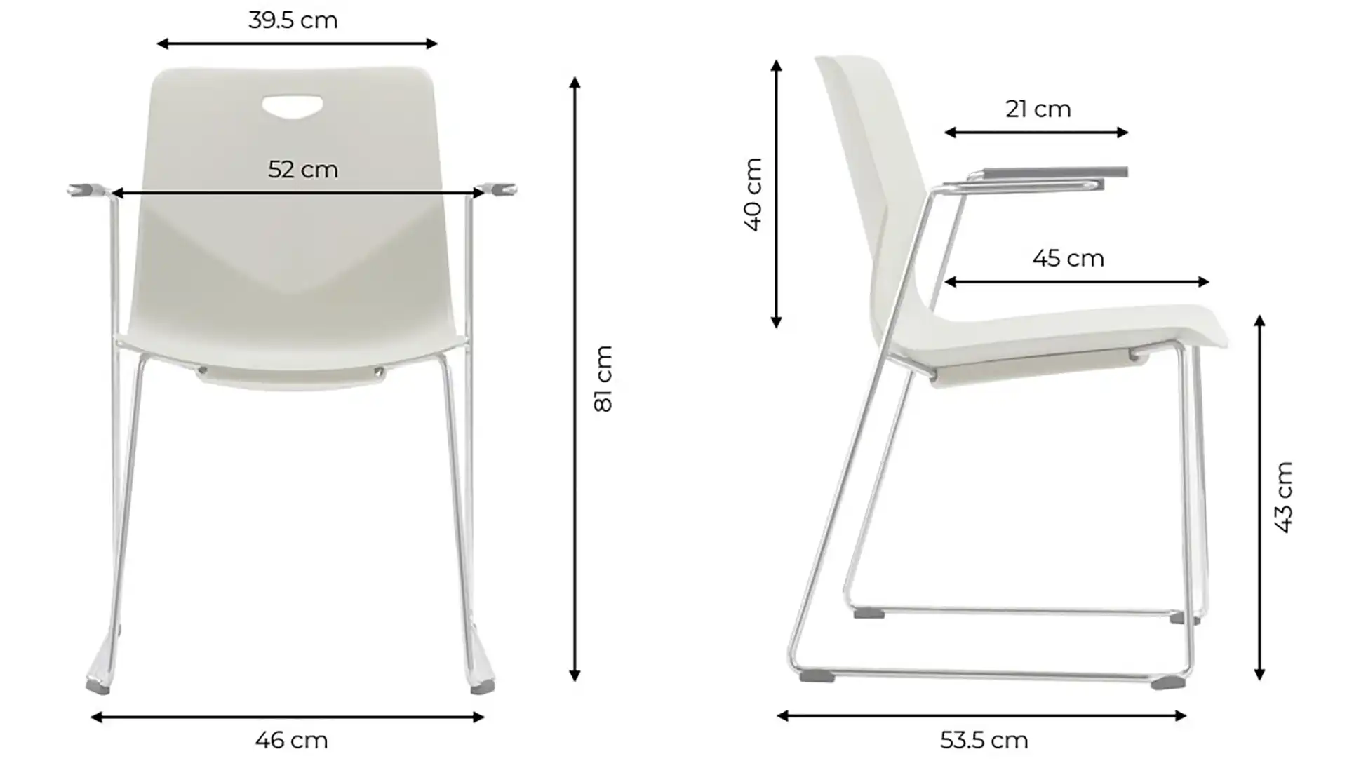 Photo du produit CHAISE TECSEAT NOIR PIEDS AVEC ACCOUDOIRS