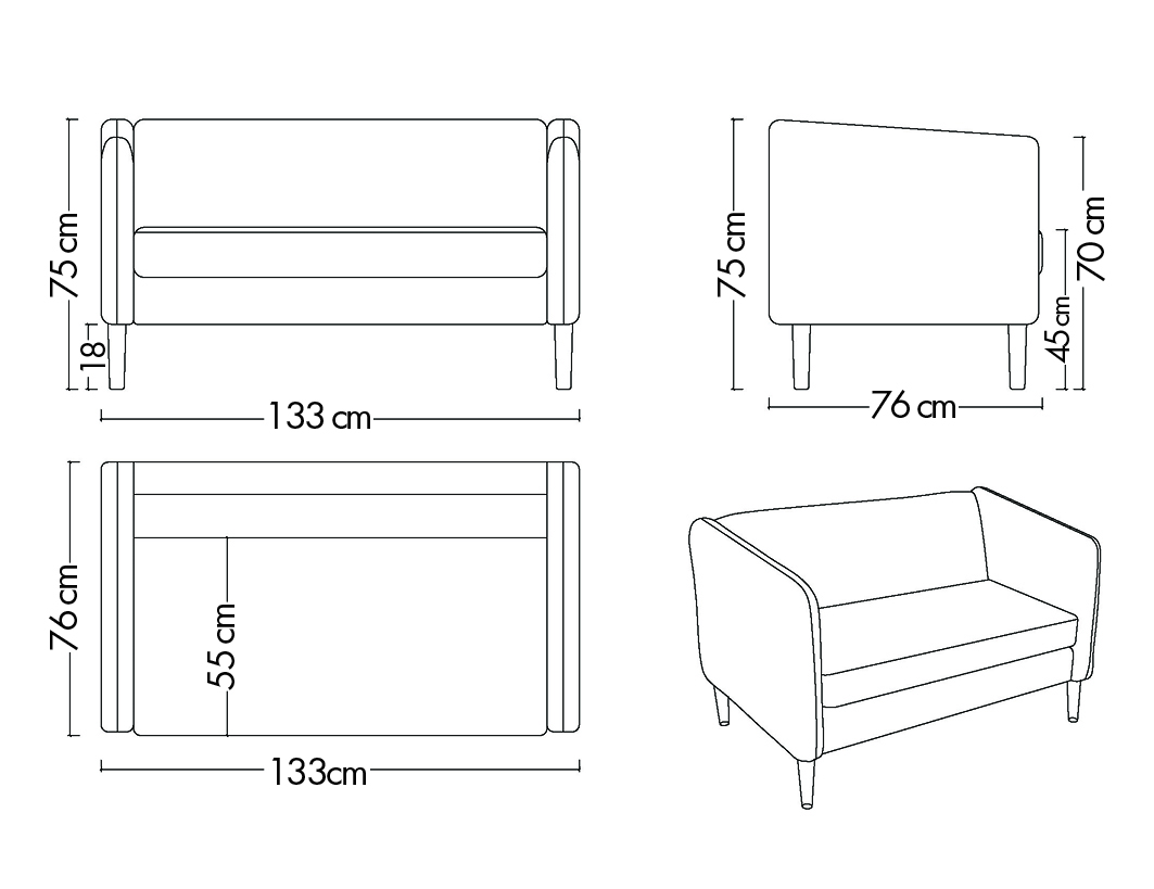 Photo du produit CANAPE 2 PLACES KANAP BEIGE TISSU NON FEU