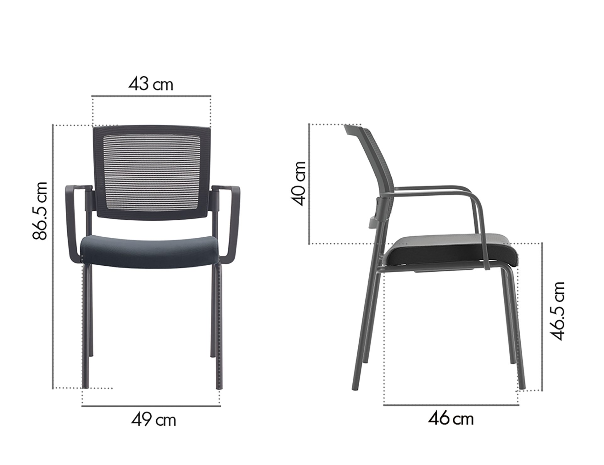 Photo du produit CHAISE SYNERGY NOIRE ASSISE TISSU DOSSIER MESH SANS ACCOUDOIRS