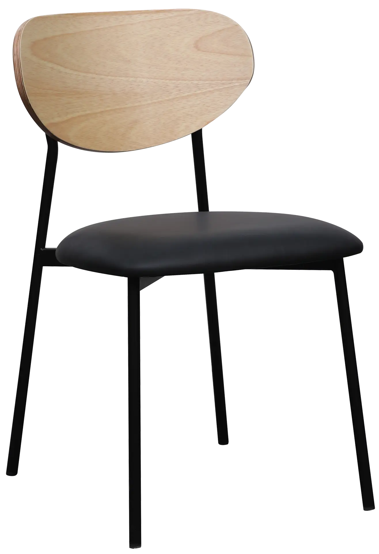 Photo du produit CHAISE AMIO PU NOIR DOSSIER BOIS CHENE CLAIR