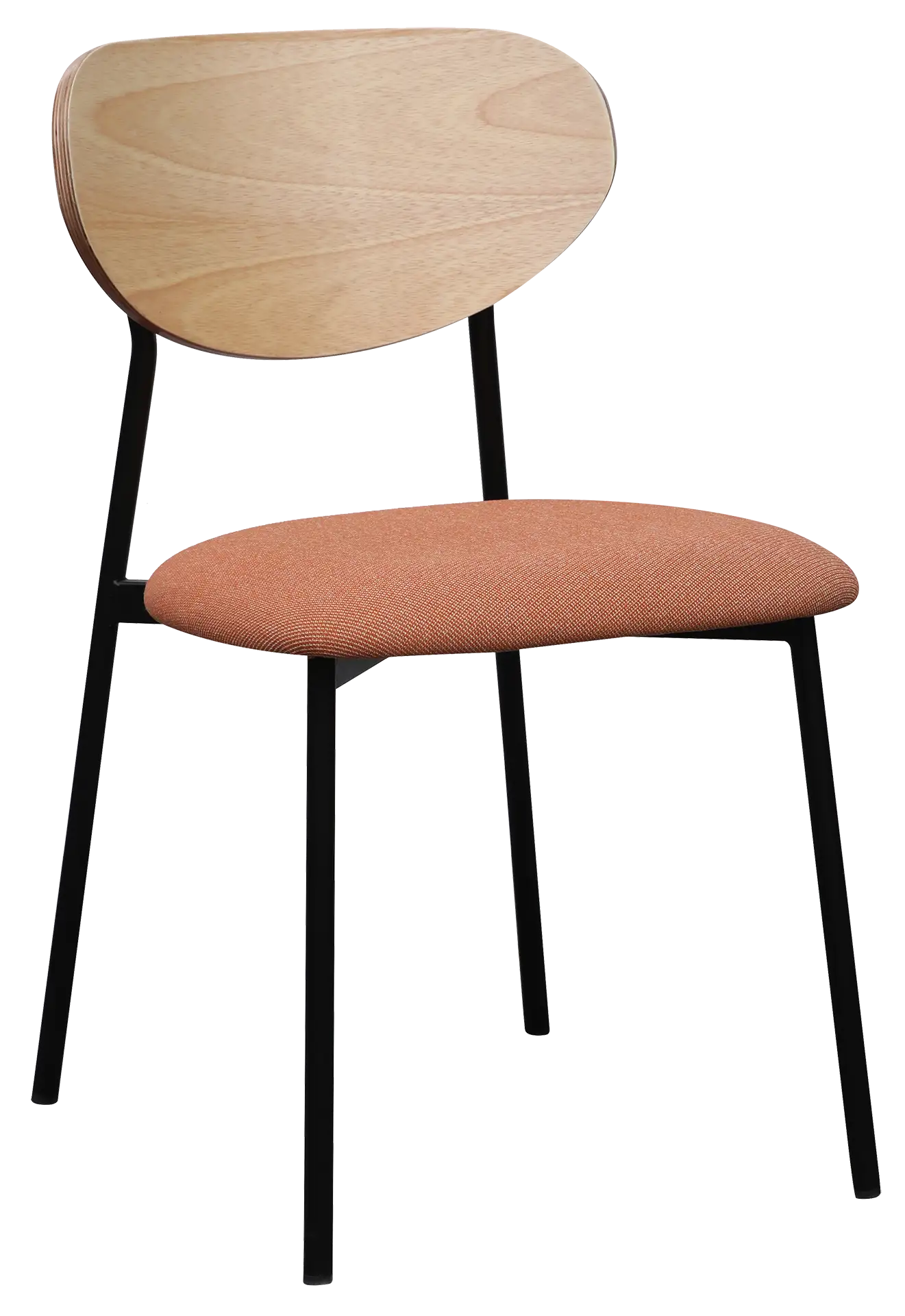 Photo du produit CHAISE AMIO TISSU ORANGE DOSSIER BOIS CHENE CLAIR