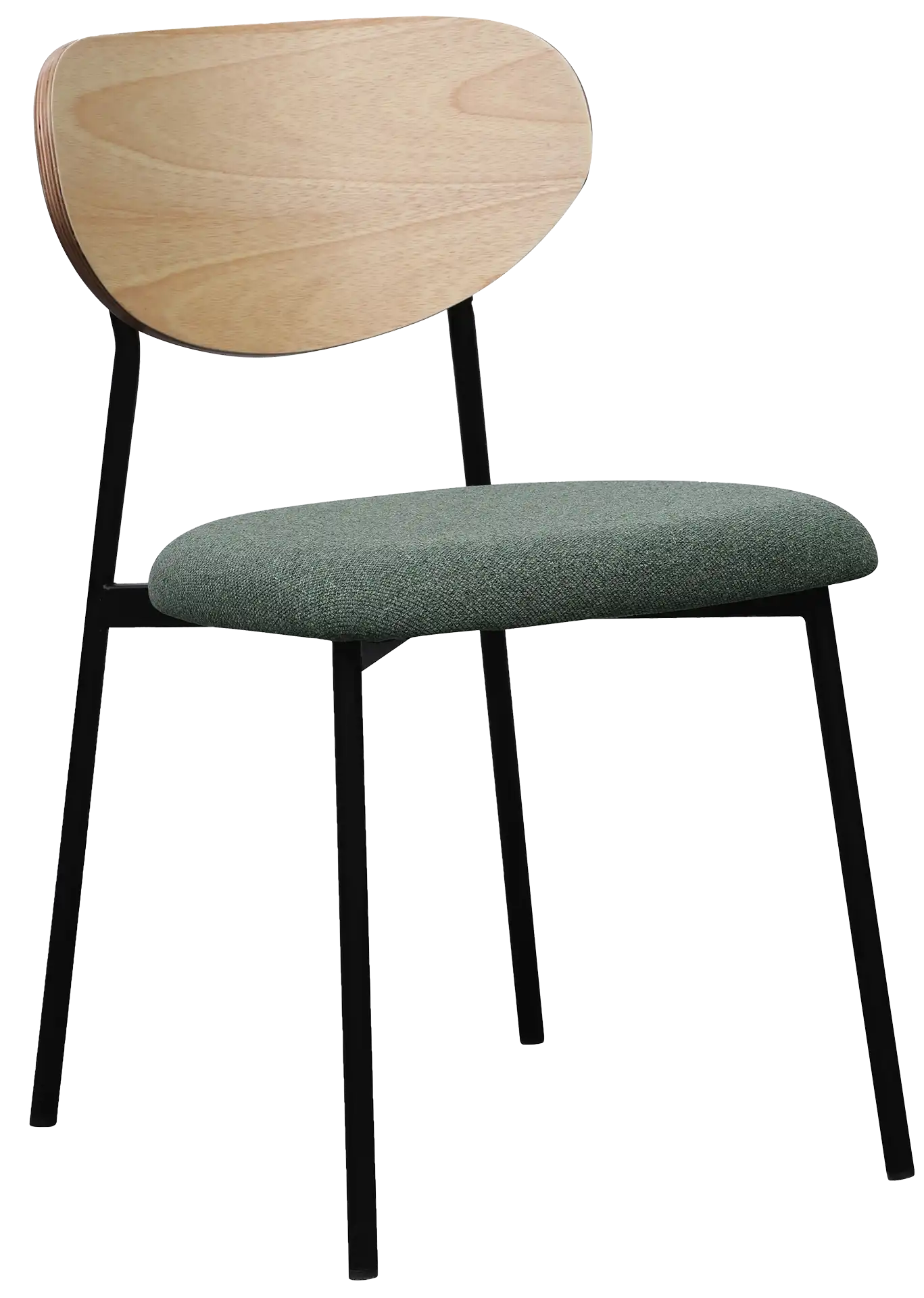 CHAISE AMIO TISSU VERT DOSSIER BOIS CHENE CLAIR