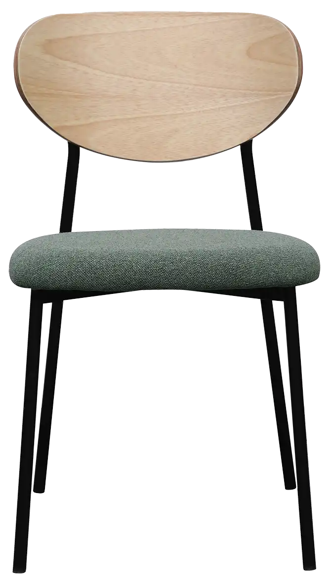 Photo du produit CHAISE AMIO TISSU VERT DOSSIER BOIS CHENE CLAIR