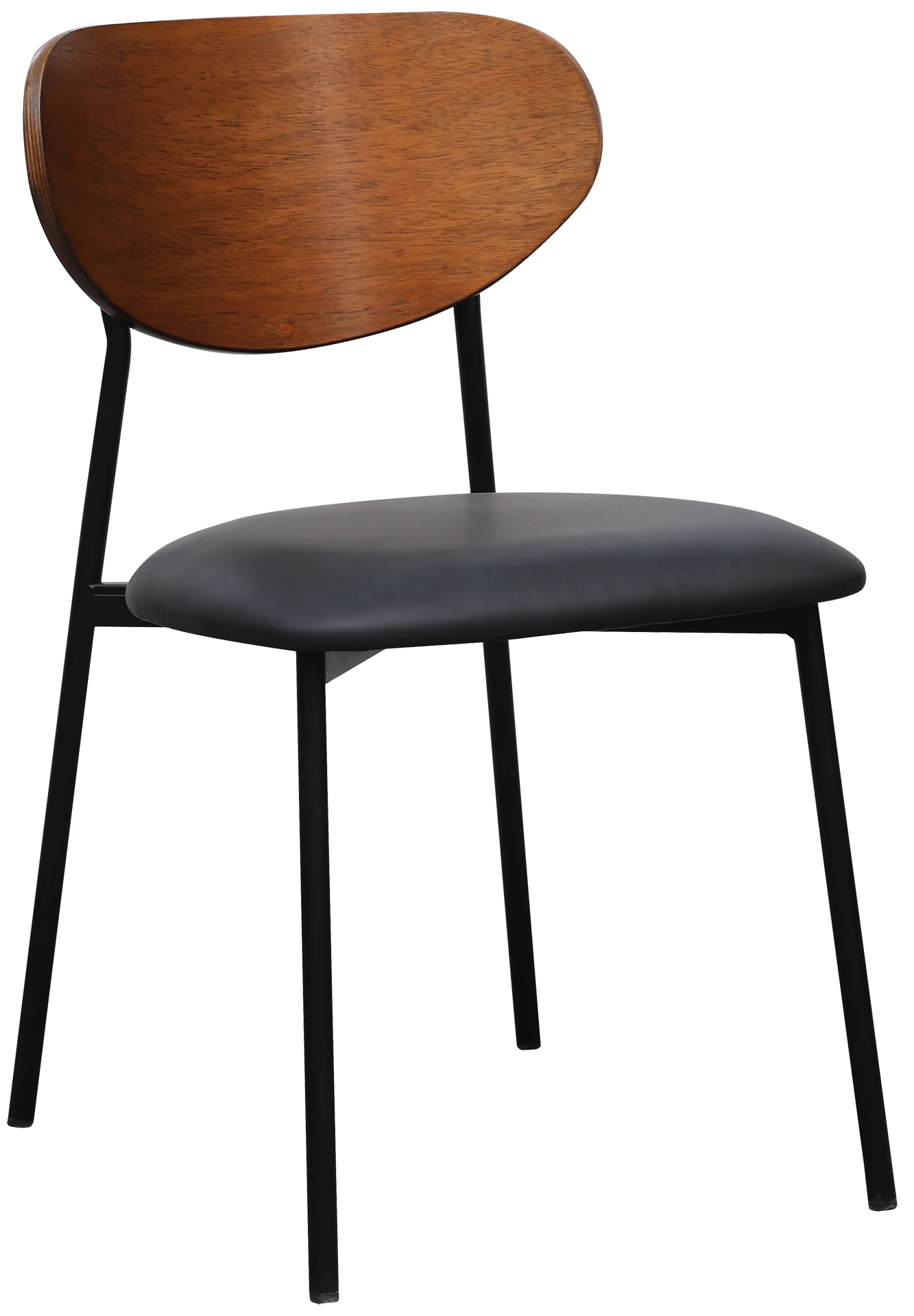 CHAISE AMIO PU NOIR DOSSIER BOIS NOYER