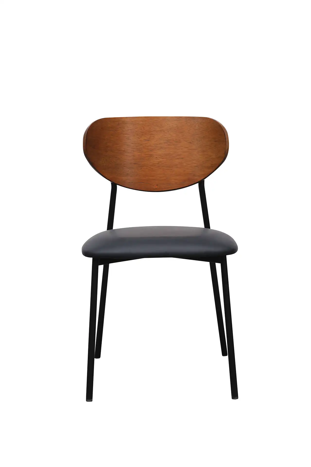 Photo du produit CHAISE AMIO PU NOIR DOSSIER BOIS NOYER