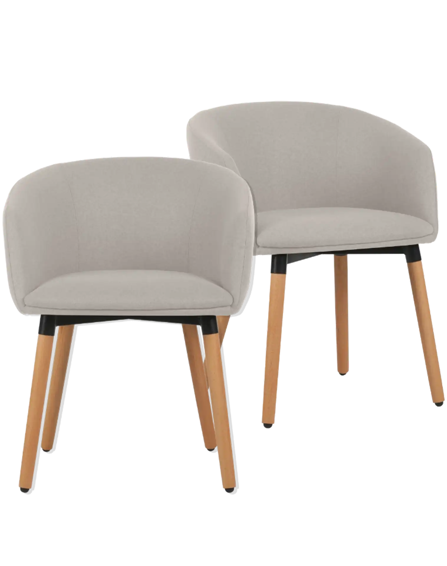 LOT DE 2 FAUTEUILS TISSU ARCO BEIGE PIEDS BOIS