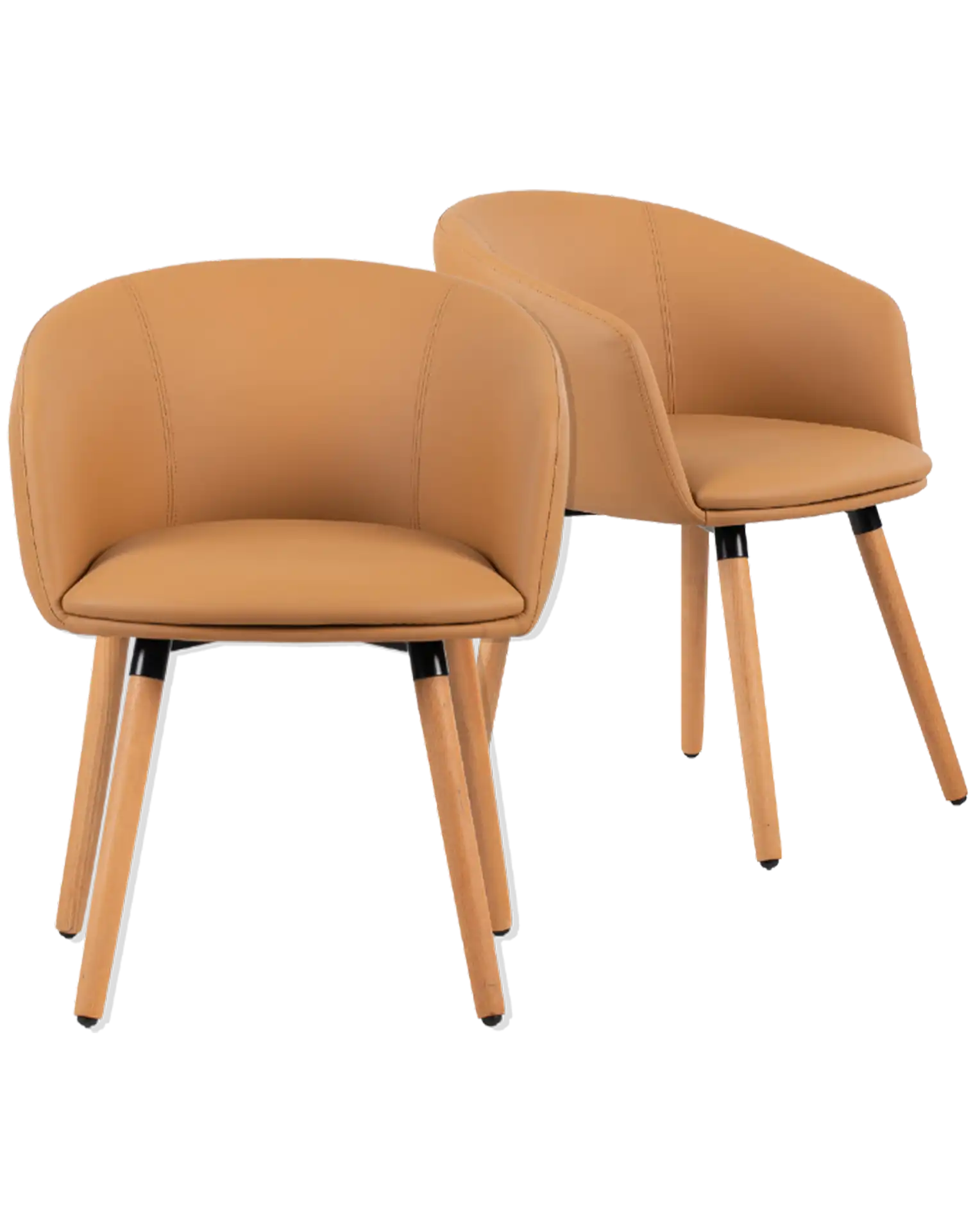 LOT DE 2 FAUTEUILS POLYURETHANE GOLD PIEDS BOIS