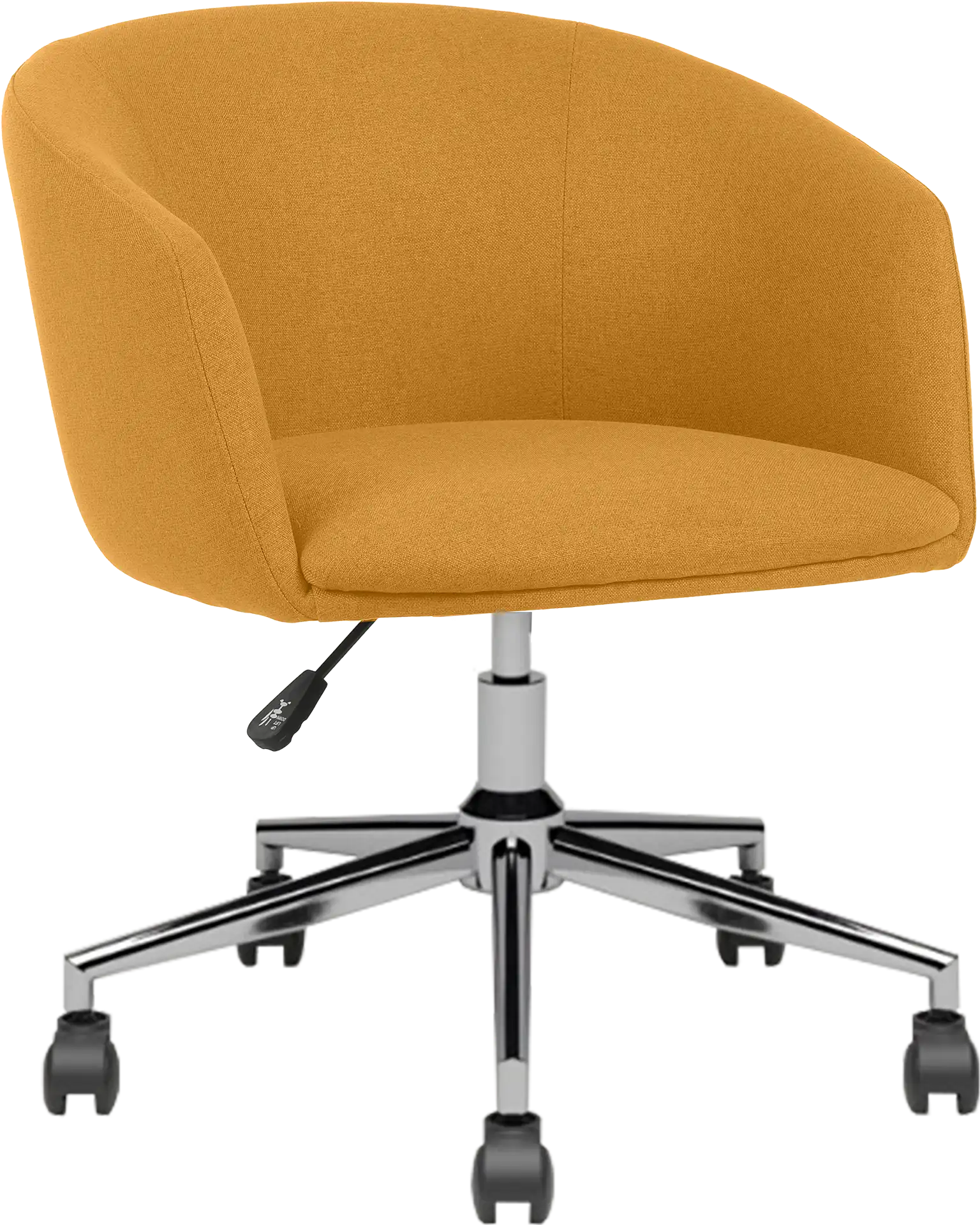 Photo du produit FAUTEUIL TISSU ARCO JAUNE SAFRAN PIED ROULETTES CHROMÉ