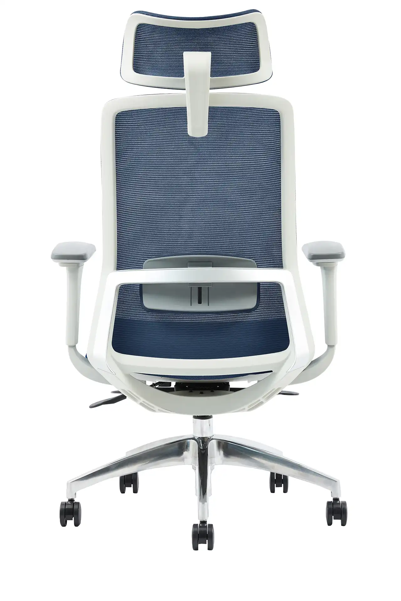 Photo du produit FAUTEUIL POLAR SYNCH CORPS GR/CLAIR, ASS ET DOSS BLEU, PIEDS ALU