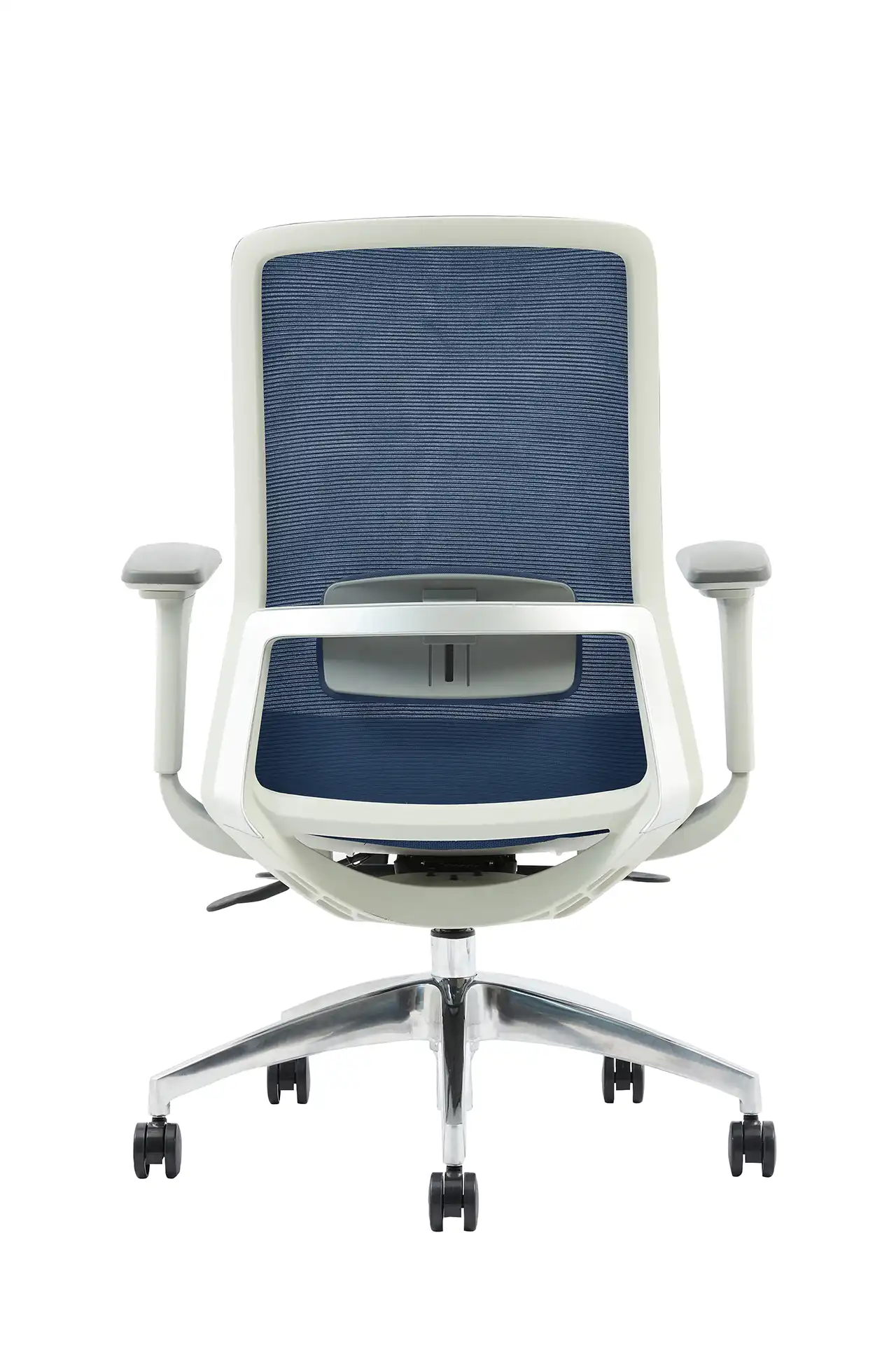 Photo du produit FAUTEUIL POLAR SYNCH CORPS GR/CLAIR, ASS ET DOSS BLEU, PIEDS ALU