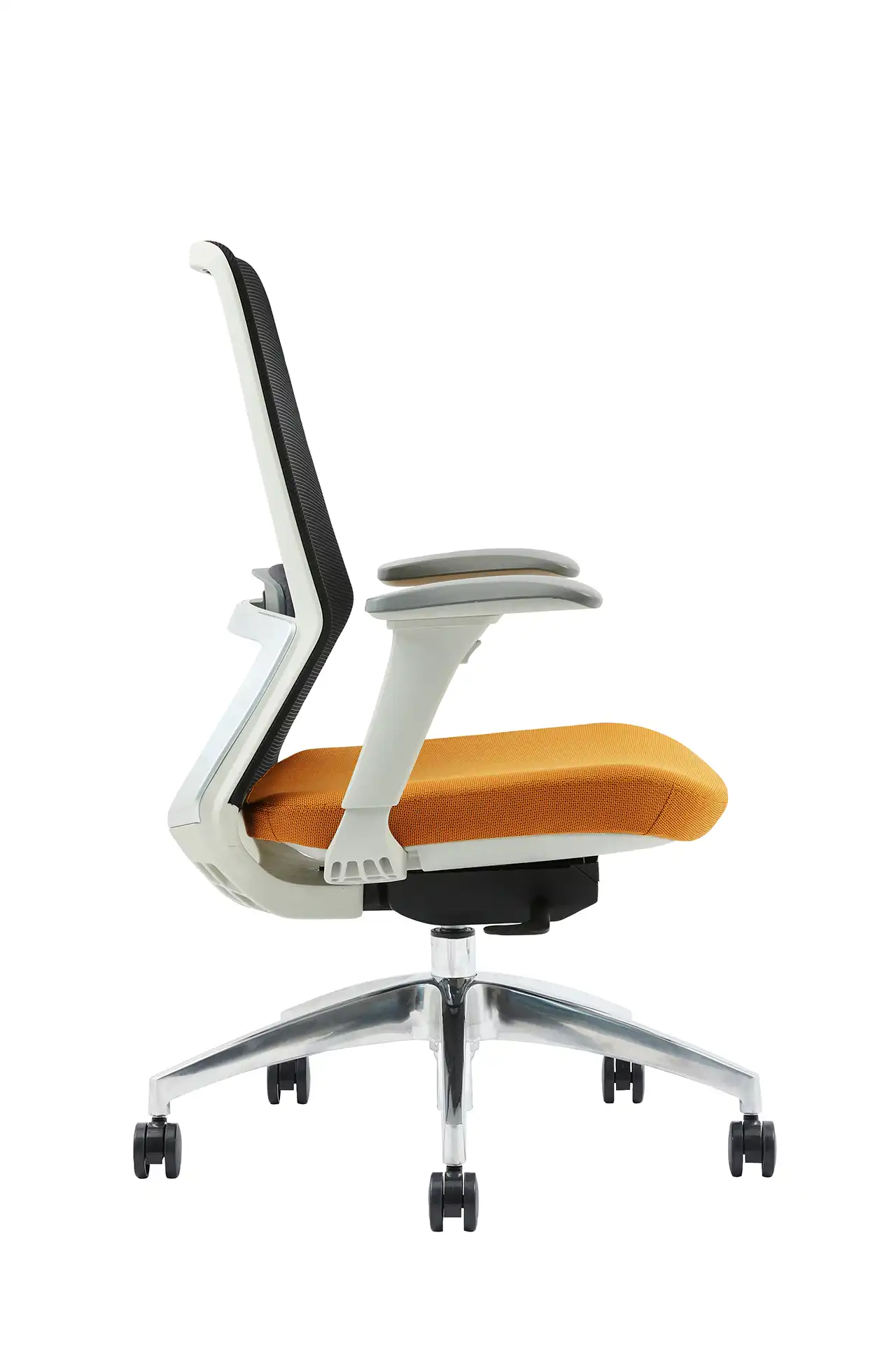 Photo du produit FAUTEUIL POLAR SYNCH CORPS GR/CLAIR, ASS JAUNE DOSS NOIR, PIEDS ALU 