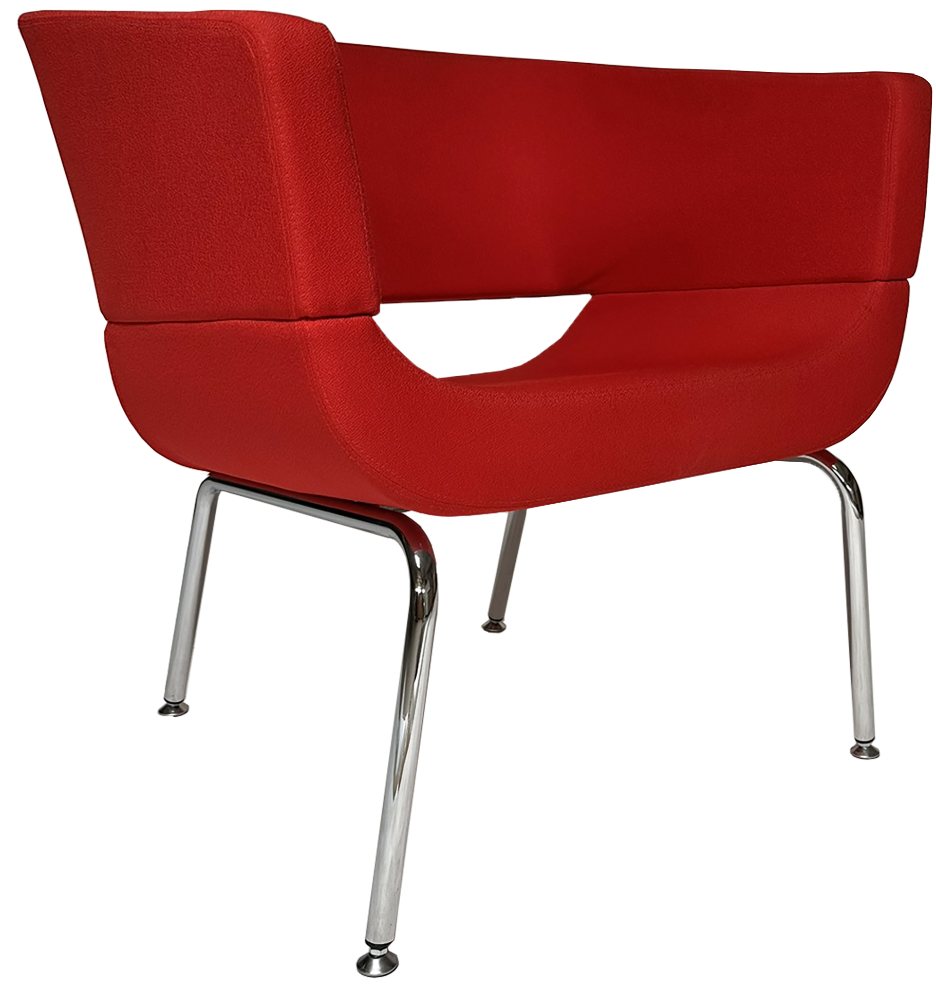 CHAISE LOUNGE ROUGE PIEDS CHROMES
