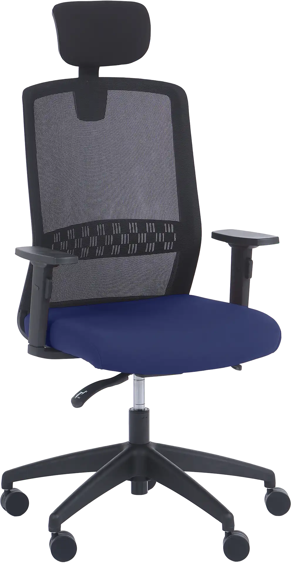 Photo du produit FAUTEUIL SCOTT SYNCHRONE BLEU/NOIR AVEC APPUI-TÊTE