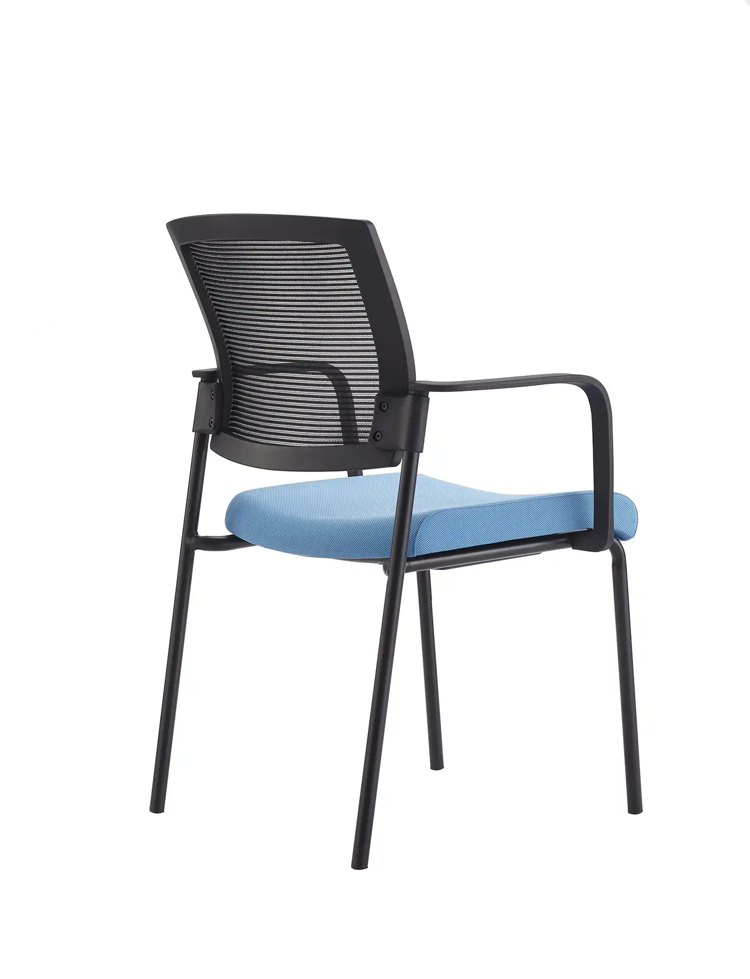 Photo du produit CHAISE SYNERGY DOSSIER MESH NOIR ASSISE TISSU BLEUE SANS ACCOUDOIRS
