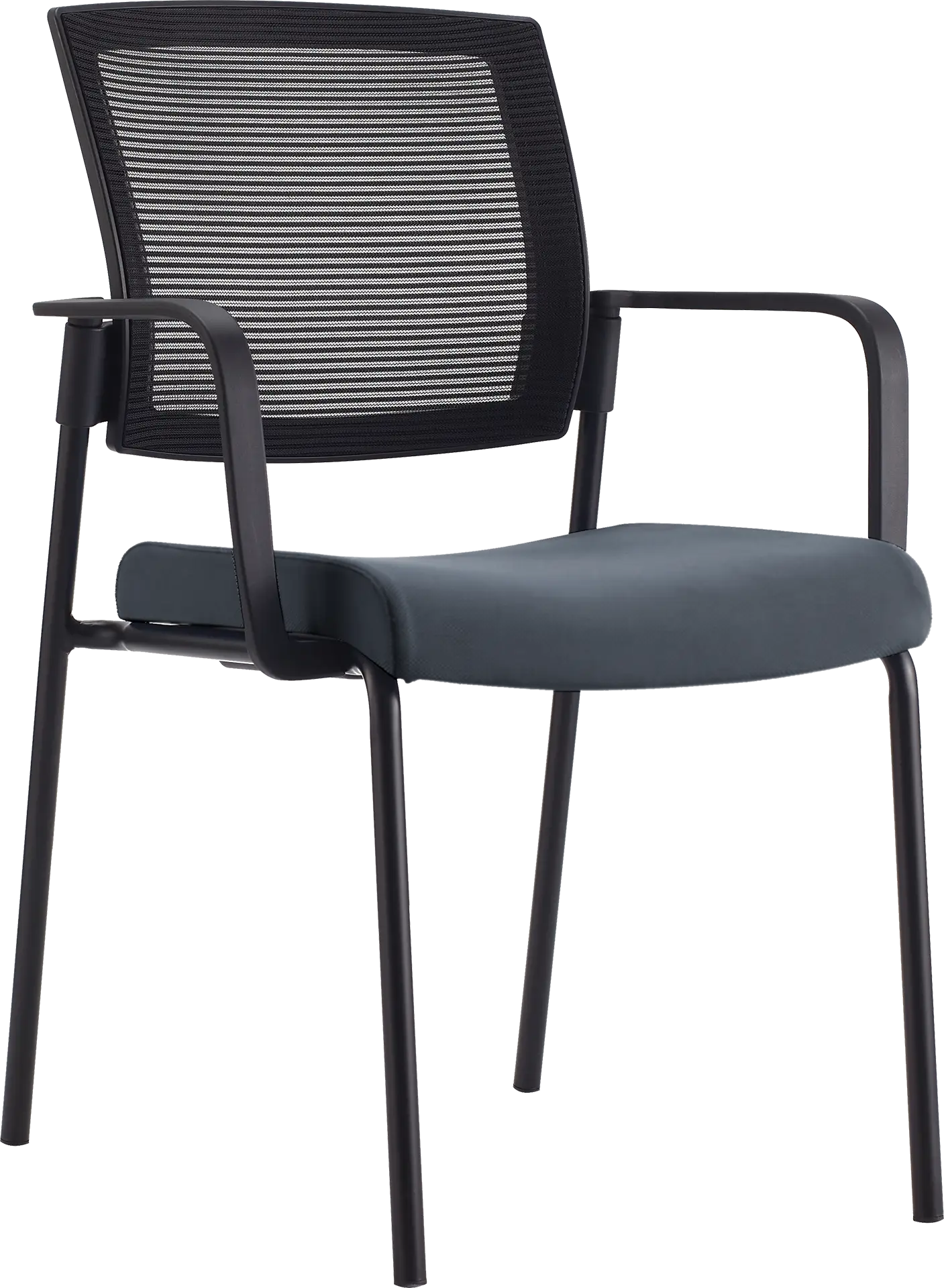 Photo du produit CHAISE SYNERGY DOSSIER MAILLE NOIR ASSISE PU GRIS F SANS ACCOUDOIRS