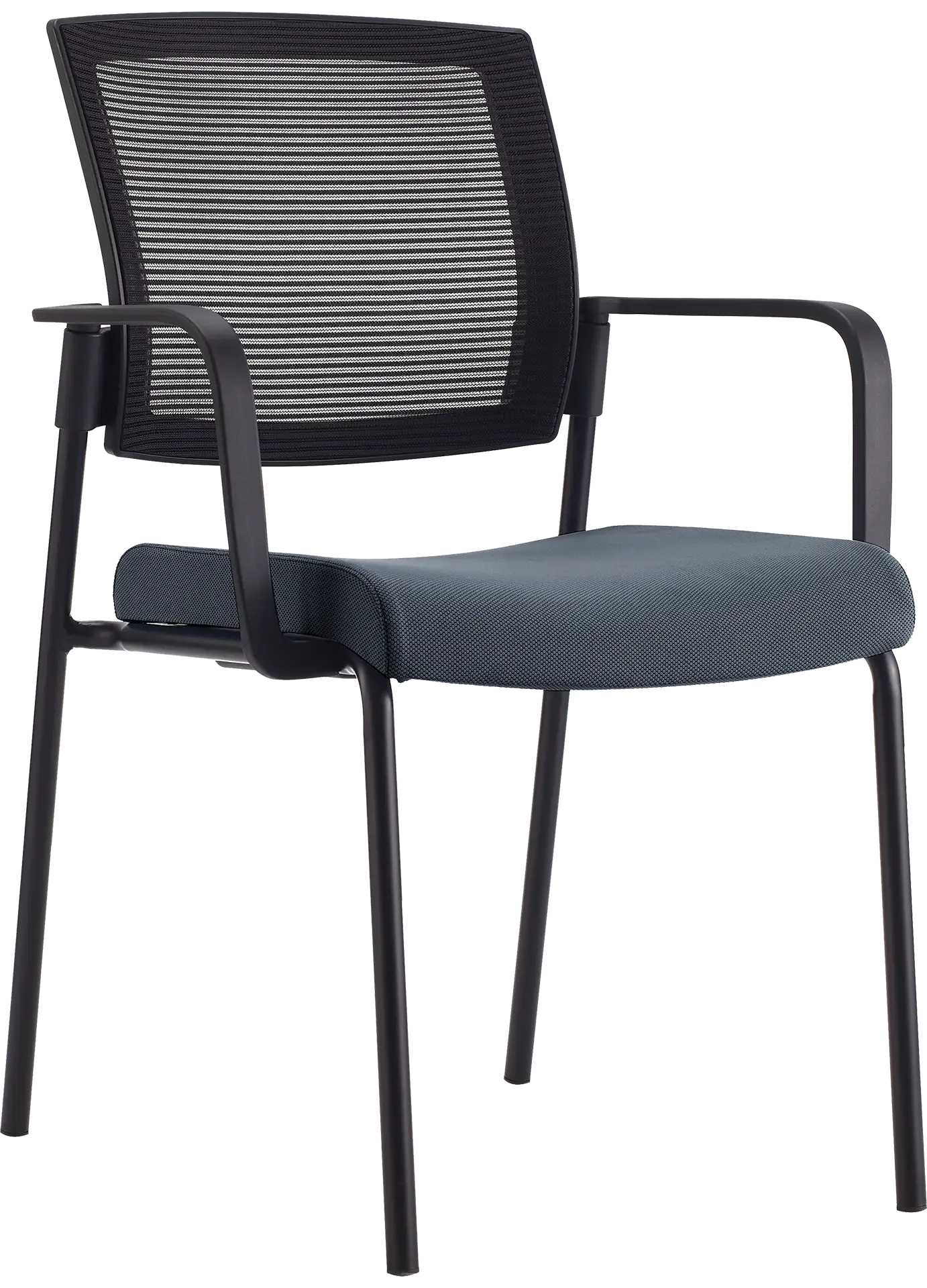 Photo du produit CHAISE SYNERGY DOSSIER MAILLE NOIR ASSISE TISSU GRIS F SANS ACCOUDOIR