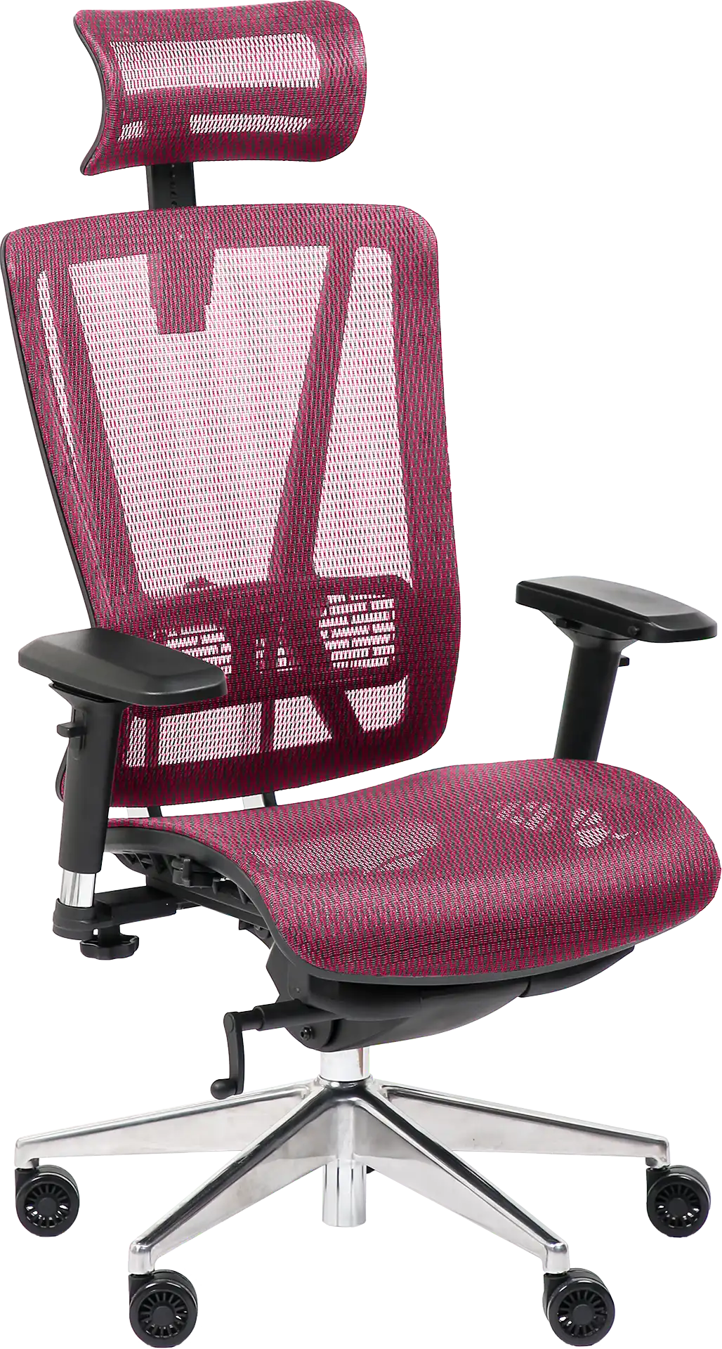 Photo du produit FAUTEUIL VASEAT SYNCHRONE TOUT MAILLE ROUGE, ACCOUDOIRS 4D, PIED ALU