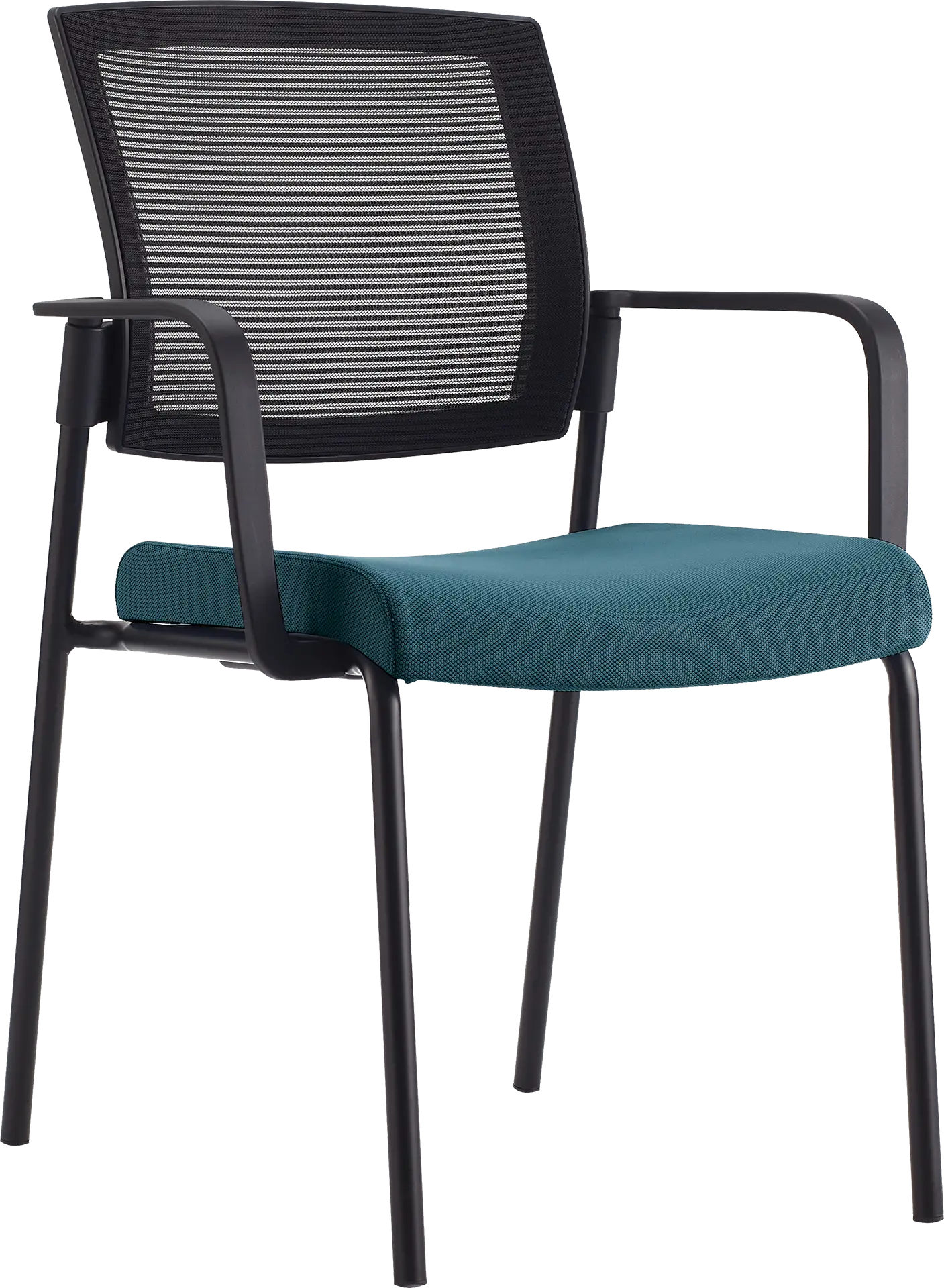 Photo du produit CHAISE SYNERGY DOSSIER MESH NOIR ASSISE TISSU BLEU SANS ACCOUDOIRS